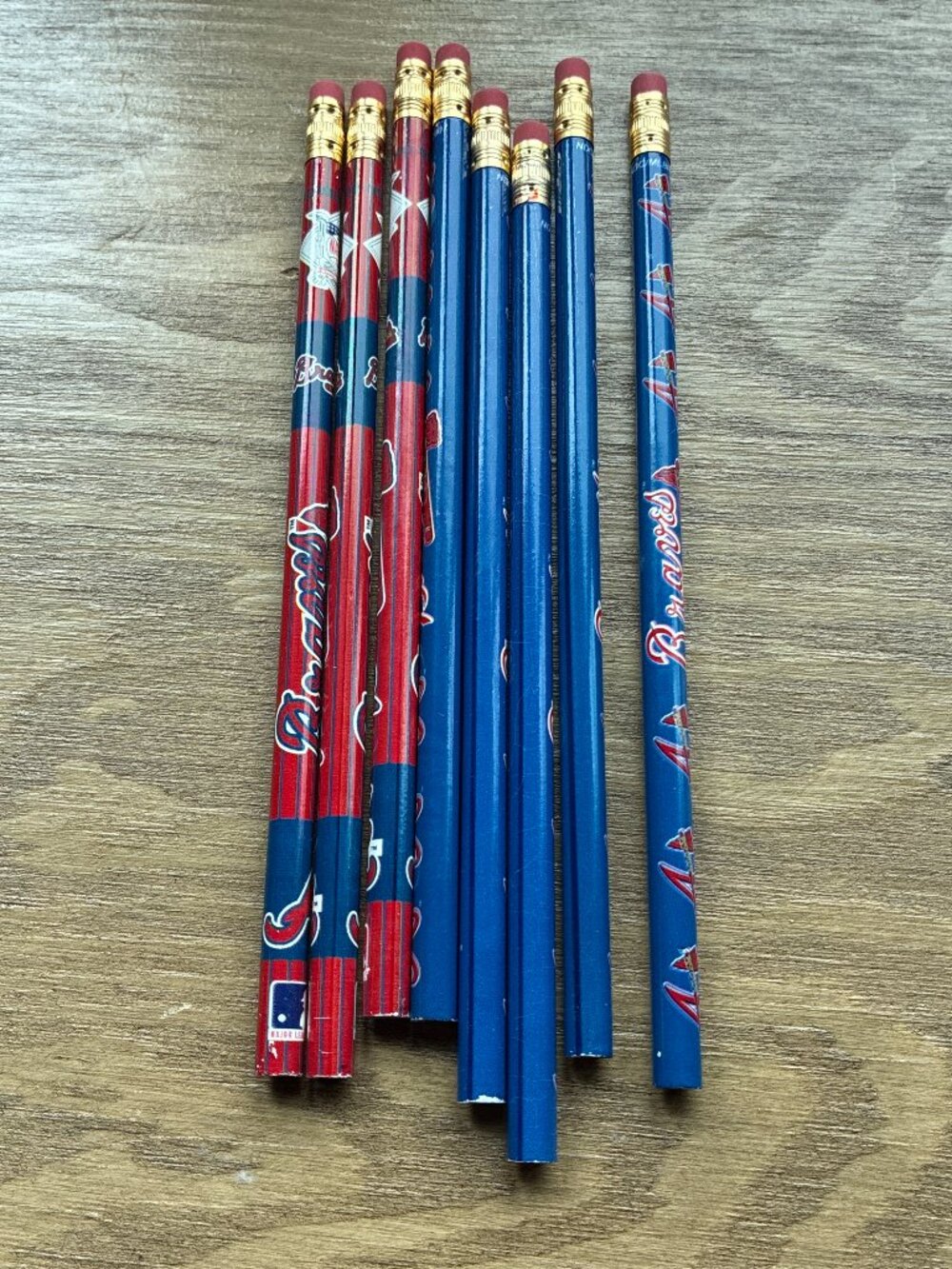 Vintage Atlanta Braves Pencils 8 Total MLB Baseball Retro Unused